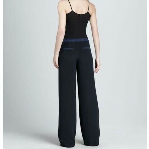 VINCE Wide Leg Silk Black Trousers - Picture 2 of 8